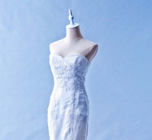 401W002 Trumpet Lace Heart shape Tube Single Tier Top Malaysia Wedding Dress Designer Rental