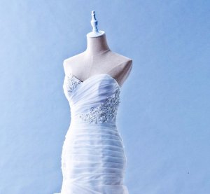 401W005 Trumpet Vera Wang Pleated Layered Rose Ruffles Sweet Heart Tube Top Malaysia Wedding Dress Designer Rental