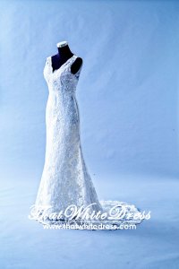 405W001 City Strap Lace V back Wedding Dress Designer Malaysia