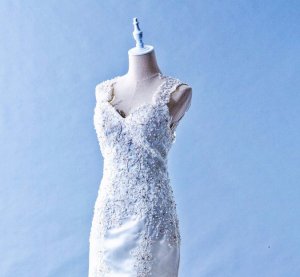 405W004 CS Lace sleeves strap Duchesses Mermaid Trumpet Top Malaysia Wedding Dress Designer Rental