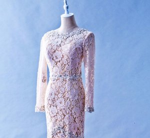 408W10 LL Long Sleeves Peach Top Malaysia Wedding Dress Designer Rental