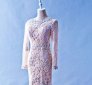 408W10 LL Long Sleeves Peach Top Malaysia Wedding Dress Designer Rental