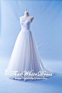 408W02 LL illusioned neckline Princess  Wedding Dress Designer Malaysia