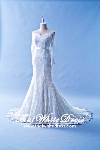 408W15 MM Off Shoulder Long Sleeves  Wedding Dress Designer Malaysia