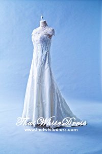408W17 MM Illusion Chengsam high collar A line Wedding Dress Designer Malaysia