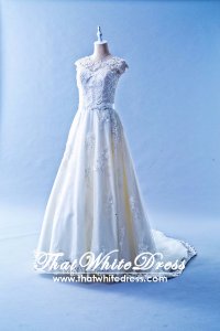 508WL02 TY WL Boat Neck Illusion Neckline A line Lace Wedding Dress Designer Malaysia