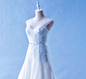412W15 XJ Star Illusion neckline Zip Back Top Malaysia Wedding Dress Designer Rental