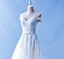 502W16 XJ Off Shoulder A line Grey Belt Top Malaysia Wedding Dress Designer Rental