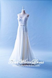 502WL01 XJ Sequins Flow Sleeves A line Plus Wedding Dress Designer Malaysia