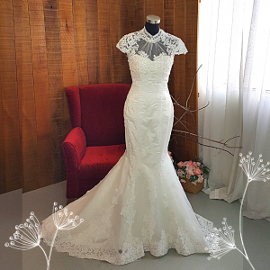 401W002 Trumpet Lace Heart shape Tube Single Tier Oriental Cheong Sam