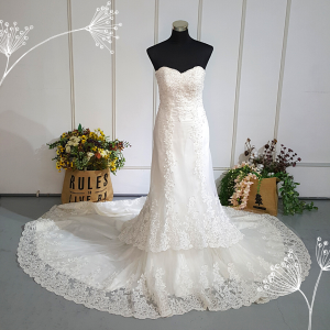 401W003 Trumpet Lace Heart Shape Tube Double Tier a Malaysia Wedding Dress rental