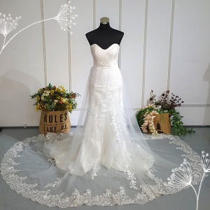401W021 MR Pleated top Trumpet Sheer Lace Malaysia Wedding Dress Rental