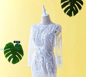 71LLW02 LL Long Sleeves Geometry Trumpet Low V back Malaysia Baju Pengantin Baju Nikah Kahwin