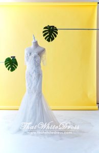 506W03 LL Quarter Sleeves Trumpet back zip Wedding Dresss Malaysia Baju Pengantin KL