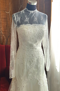 2 High neck Long sleeves French Chantilly Lace Lace Fit and Flare A line Trumpet Wedding Dress Gaun Baju Pengantin Muslimah Kahwin Nikah Sanding Malaysia Kuala Lumpur Petaling Jaya