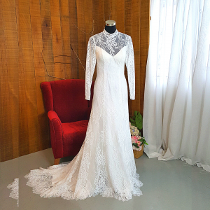 41 Long sleeves high collar neck Lace French Chantilly Baroque Lace Garden Beach ROM Wedding Dress Rental Gaun Baju Pengantin Muslimah Kahwin Nikah Sanding Malaysia Kuala Lumpur Petaling Jaya