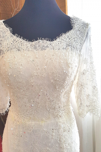 27 Long sleeves illusion neck Berta Bride French Alencon Lace Garden Church Trumpet Wedding Dress Rental Gaun Baju Pengantin Muslimah Kahwin Nikah Sanding Malaysia Kuala Lumpur Petaling Jaya