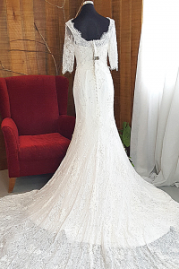 29 Long sleeves illusion neck Berta Bride French Alencon Lace Garden Church Trumpet Wedding Dress Rental Gaun Baju Pengantin Muslimah Kahwin Nikah Sanding Malaysia Kuala Lumpur Petaling Jaya