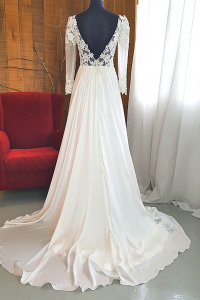 24 Long sleeves V Neck Berta Bride Silk Chiffon Lace Wedding Dress Rental Gaun Baju Pengantin Muslimah Kahwin Nikah Sanding Malaysia Kuala Lumpur Petaling Jaya