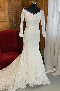 25 Off Shoulder Long Sleeves French Chantilly Lace Gaun Baju Pengantin Muslimah Kahwin Nikah Sanding Malaysia Kuala Lumpur Petaling Jaya