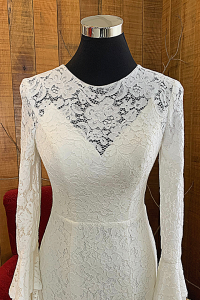 35 Round Neck Long Sleeves French Chantilly Lace Trumpet Mermaid Wedding Dress Gaun Baju Pengantin Muslimah Kahwin Nikah Sanding Malaysia Kuala Lumpur Petaling Jaya