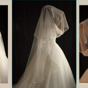 15 VT005c Premium Bride Wedding Veil Plain Soft Tulle Veil Long FingerTip Satin Lining /Veil Tudung Pengantin Nikah Sanding High Quality