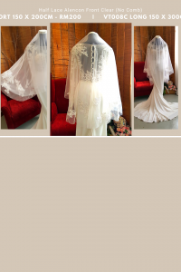 17 VT008 Premium Bride Wedding Veil Plain Soft Tulle Veil Long Short FingerTip French Lace /Veil Tudung Pengantin Nikah Sanding High Quality