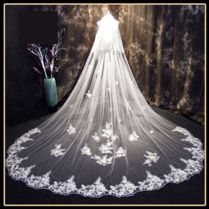 95 VT022 Bride Wedding Veil Long Cathedral Full Lace Veil Short Finger Tip/Veil Tudung Pengantin Nikah Sanding Baju Kahwin Malaysia Kuala Lumpur Selangor
