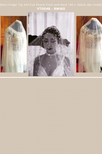 11 VT004b Premium Bride Wedding Veil Plain Soft Tulle Veil Short FingerTip with Pearls /Veil Tudung Pengantin Nikah Sanding High Quality