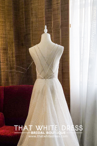 201RYW02 Olivia Champagne Spag Geometry A line b Bride Wedding Event Reception Dinner Dress rental Malaysia