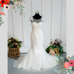 412W20 LL illusion back symmetrical lace a sexy back Malaysia Wedding Gown rental