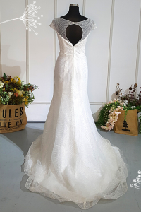 807XNW01 Chloe Boat neck illusion neckline Deep V Sparkle Trumpet b