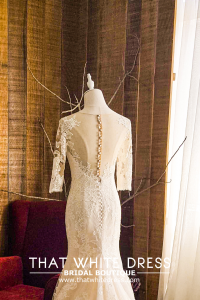 909BY05W02 Dara LS Beige trumpet Guipure French Chantilly lace f Bride Wedding Dress Designer Premium White Rental Kuala Lumpur