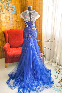 Evening Dress 508Ev08 TY Navy Blue Trumpet Sweet Heart Oriental CheongSam Qi Pao rental Kuala Lumpur