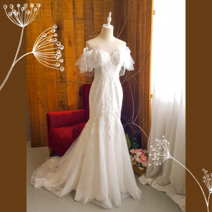 202BYW02 Ferona Off Shoulder Floral trumpet a Button Back Bride Wedding Gown Premium Designer Malaysia rental