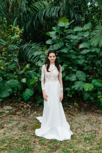 610CCW01 Long Sleeves Illusion Satin button back 15 Pengantin Malaysia Baju Sewa, French Lace wedding Dress rental Malaysia, 