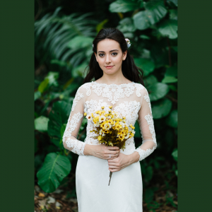 610CCW01 Dantella Long Sleeves Illusion Satin button back 1 Gaun Pengantin Muslimah Malaysia sewa Kahwin Nikah