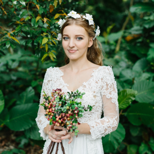 608LL05 LL Lilian Long Sleeves Berta Bride Silk Chiffon 1 Pengantin Malaysia Baju Sewa, French Lace wedding Dress rental Malaysia, 