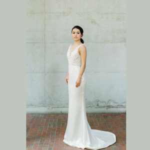 608LL04 LL Soie Low V neck illusion Silk Satin 30 (15) Petite Bride Malaysia, Wedding Ballgown rental Malaysia, Bridal Dress Rental Malay Kuala Lumpur Rental, 