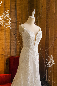 906LLW02 Dhrisha Spaghetti Strap Baroque A line Deep V neck Low Back c Bride Wedding Dress Designer Premium White Rental Kuala Lumpur