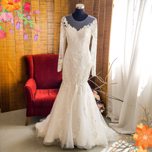 20YS02WL01 Amaya Plus LS Mermaid Lace a Plus Size Bridal Gown Custom Make Malaysia, 