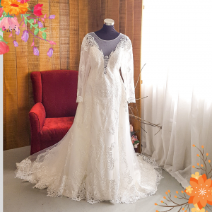20YS02WL03 Amelia Plus LS Baroque A line  a Plus size Bride Event Reception Dinner Dress rental Malaysia