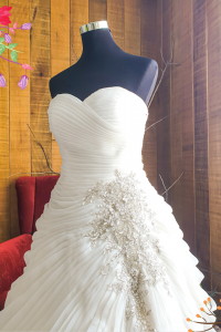603LLWL01 LL Plus Sweet Heart Organza Pleated A line Nur e Plus size Bride Event Reception Dinner Dress rental Malaysia