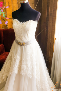 605XJWL01 XJ Plus Sweet Heart A Line Lavender Belt e Plus Size Bride Malaysia Dress Rental
