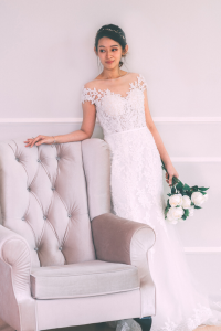 711LLW01 Celine illusion off shoulder guipure trumpet 3 Romantic wedding dress Malaysia, Church Wedding Malaysia, Long Sleeves Bridal Dress Malaysia Rental, 