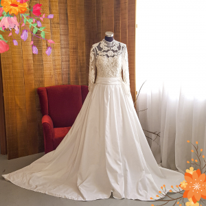 75LLWL03 LL Plus Nicollette Plus Long Sleeves Taffetta Princess a Plus size Bride Pengantin besar sewa Kuala Lumpur