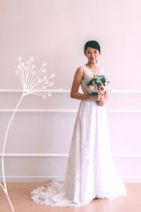 77LLW05 LL LTinn Strap A line French corded lace Slit 2 Sexy Wedding Gown Malaysia, Romantic wedding dress Malaysia, Garden wedding reception Malaysia, 