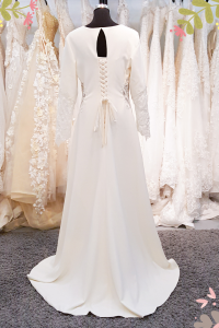 910BY05WL01 Yarrie PLUS  LS Crepe Plain Cut out Waist 3 Plus Size Bride Malaysia, Bridal Dress Rental Malay Kuala Lumpur Rental, Bride Engagement Dress Rental Malaysia, 