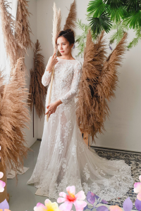 710LLW03 LL Melyssa illusion long sleeves boat neck wedding dress Alencon lace A line 11 Mermaid wedding dress,Baju Pengantin Designer Malaysia, Pengantin Muslimah Malaysia, Wedding Dress rental Kuala Lumpur, 