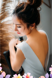 808BYW01 Meghan Long Sleeves Plain Satin Sparkle sleeves 4 ROM wedding dress rental Malaysia, Simple wedding dress malaysia, ROM wedding gown Kuala Lumpur, Garden wedding reception Malaysia, 